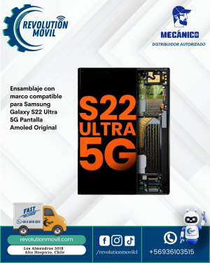 Ensamblaje con marco compatible para Samsung Galaxy S22 Ultra 5G Pantalla Amoled Original