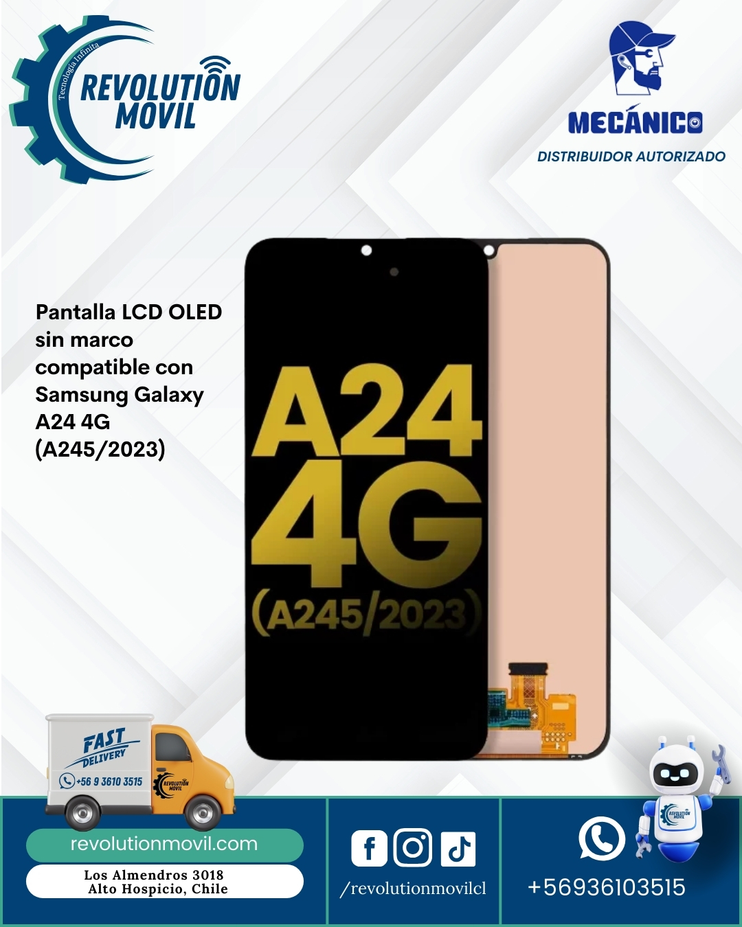 Pantalla LCD OLED sin marco compatible con Samsung Galaxy A24 4G (A245/2023)