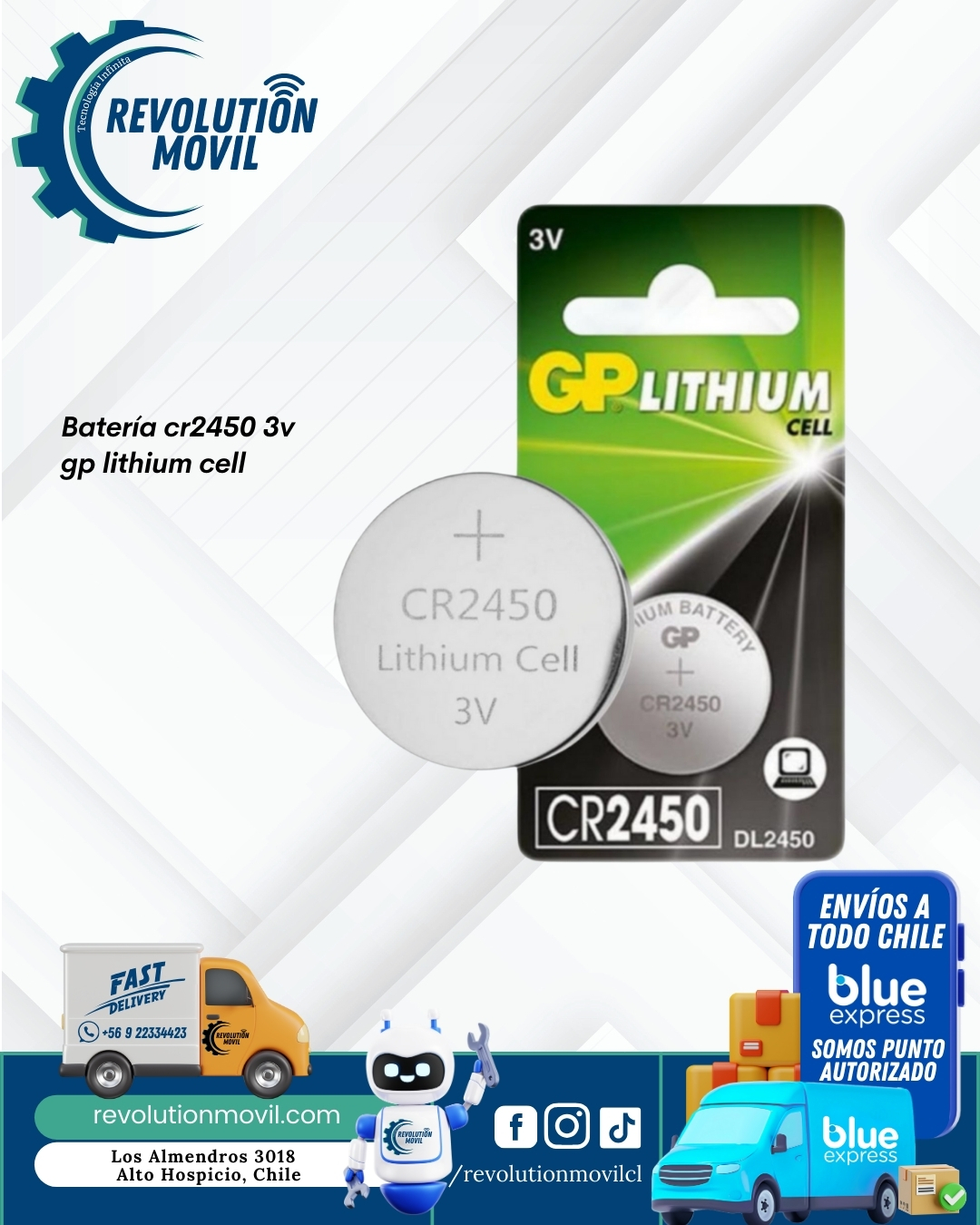 Batería CR2450 GP Lithium Cell 3V – Energía Confiable para Dispositivos de Alto Consumo